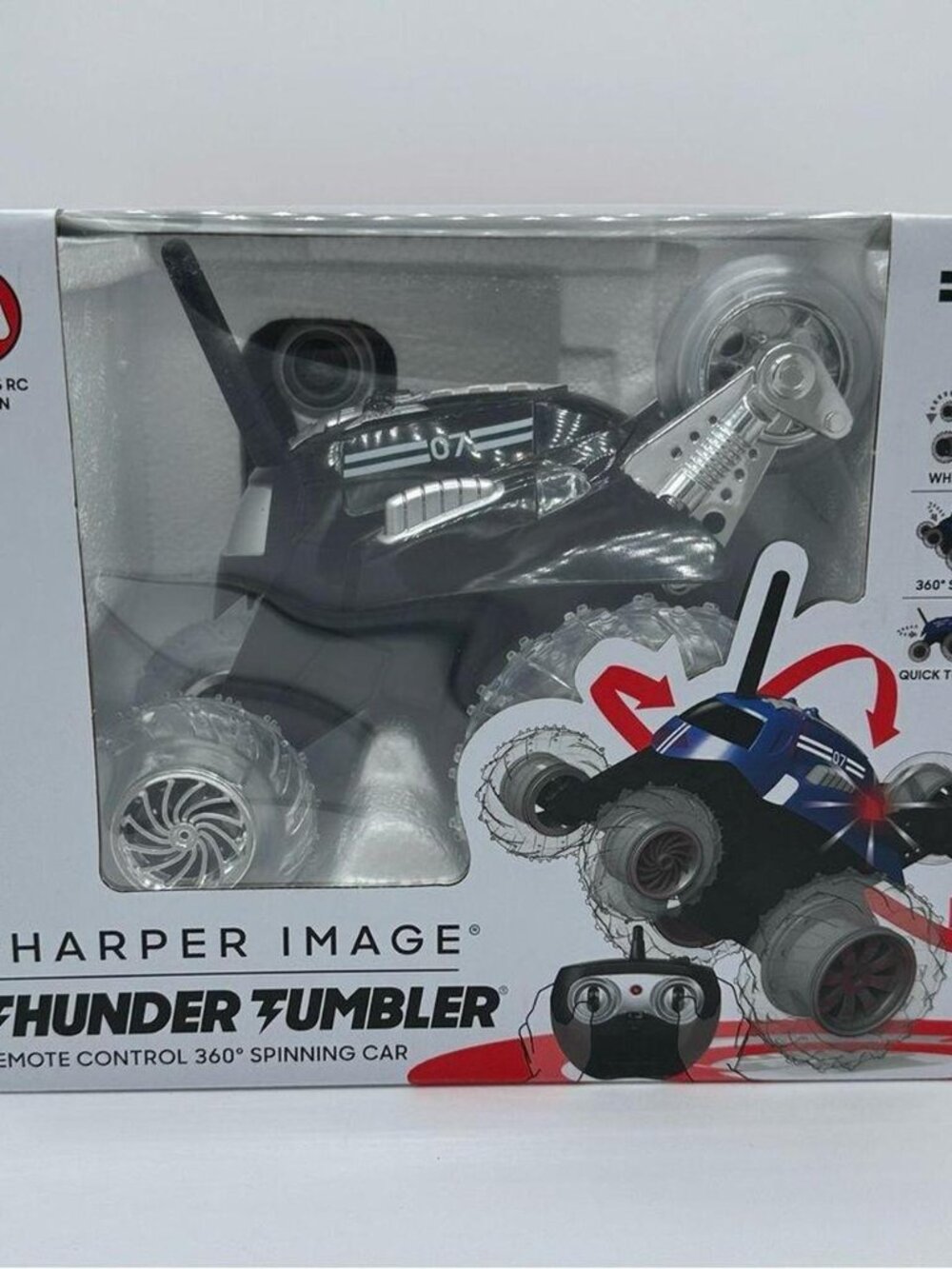 Thunder Tumbler Wireless Remote Control Spinning Car By Sharper Image Black